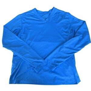 Nike Pro Dri FIT V Neck Long Sleeve Athletic Shirt Blue Women's Size M